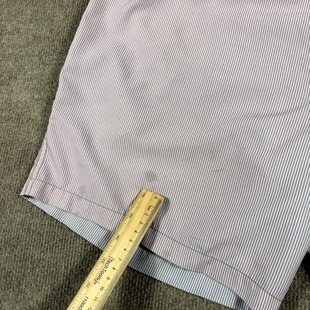 Vintage Summer Swim Shorts Mens Large White Brown Striped Seersucker Drawstring